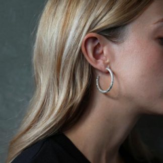 Tutti & Co Texture Hoop Earrings Silver EA333S