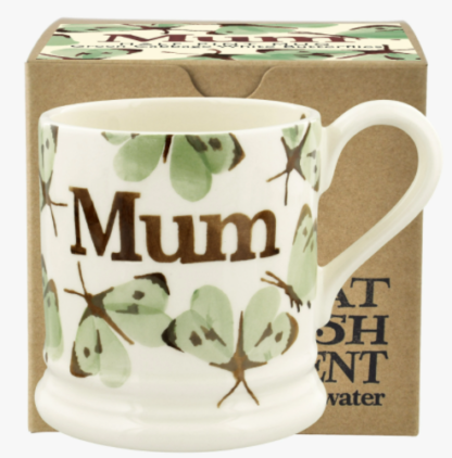 Emma Bridgewater Green Cabbage White Butterfly Mum 1/2 Pint Mug Boxed