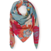 Powder Turquoise Modern Floral Satin Square Scarf
