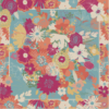 Powder Turquoise Modern Floral Satin Square Scarf - Image 2