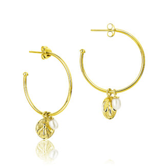 Claudia Bradby Honey bee gold charmed boho hoop earrings
