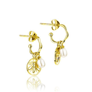 Claudia Bradby Honey bee charmed hoop earrings gold