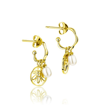 Claudia Bradby Honey bee charmed hoop earrings gold