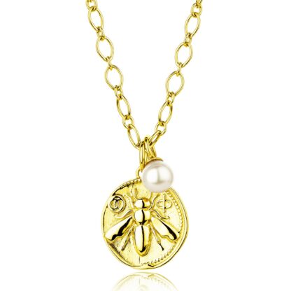 Claudia Bradby Honey bee gold charm necklace medium coin - Image 3