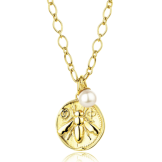 Claudia Bradby Honey bee gold charm necklace medium coin