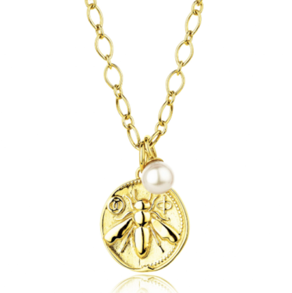 Claudia Bradby Honey bee gold charm necklace medium coin