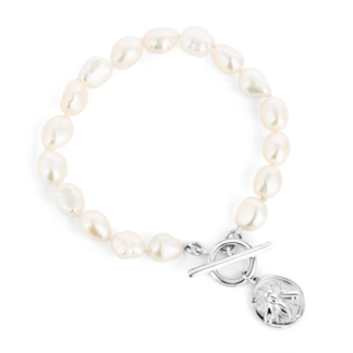 Claudia Bradby Honey bee pearl silver coin toggle bracelet