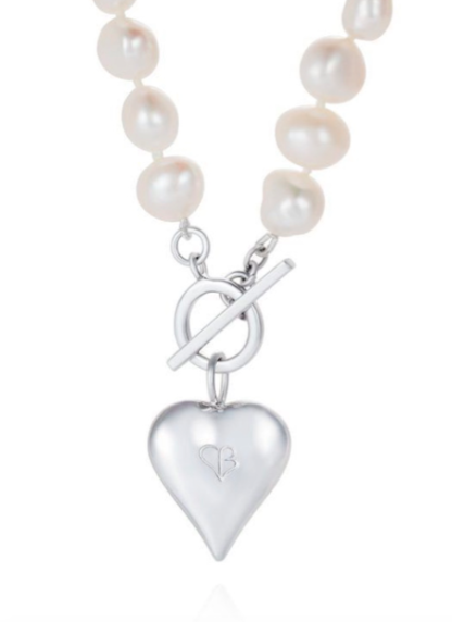Claudia Bradby Signature Heart White Pearl Necklace - Image 3