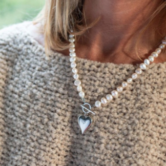 Claudia Bradby Signature Heart White Pearl Necklace