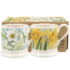 Emma Bridgewater Daffodils & Narcissus Set Of 2 1/2 Pint Mugs Boxed