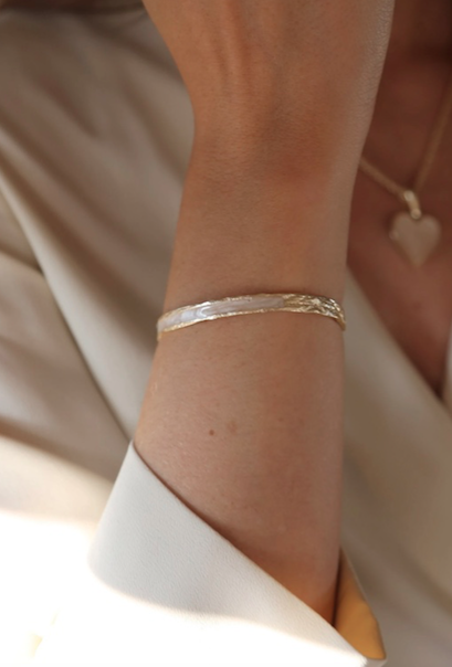 Tutti & Co Pearl Enamel Bangle Gold O