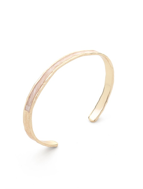 Tutti & Co Pearl Enamel Bangle Gold O - Image 2