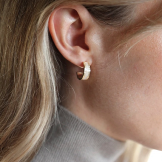 Tutti & Co Pearl Enamel Hoop Earrings Gold