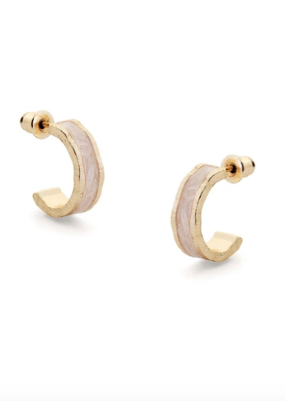 Tutti & Co Pearl Enamel Hoop Earrings Gold - Image 2