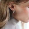 Tutti & Co Pearl Enamel Hoop Earrings Silver