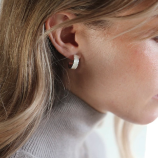 Tutti & Co Pearl Enamel Hoop Earrings Silver