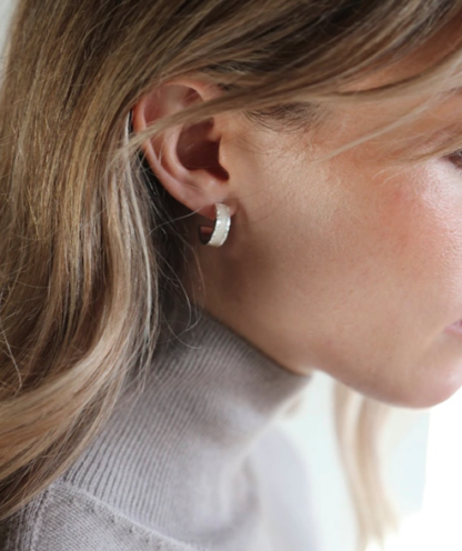 Tutti & Co Pearl Enamel Hoop Earrings Silver