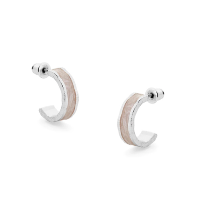 Tutti & Co Pearl Enamel Hoop Earrings Silver - Image 2