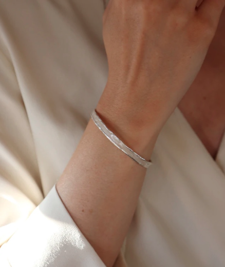 Tutti & Co Pearl Enamel Bangle Silver O - Image 2