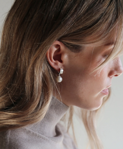 Tutti & Co Freshwater Pearl Earrings Silver - Image 3
