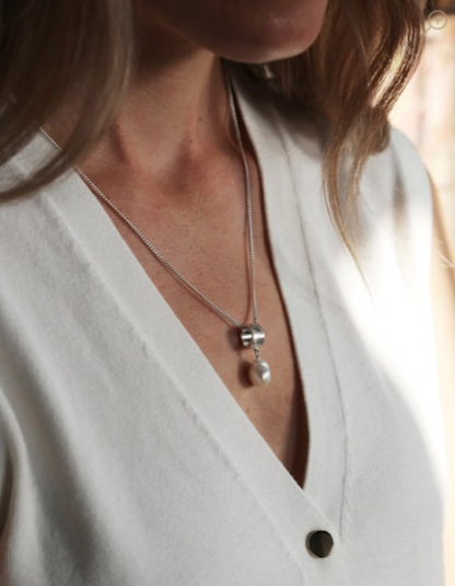 Tutti & Co Freshwater Pearl Necklace Silver - Image 2
