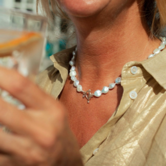 Claudia Bradby Sea Pebble White Pearl Necklace