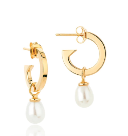 Claudia Bradby Biography Gold Pearl Hoop Earrings - Image 2