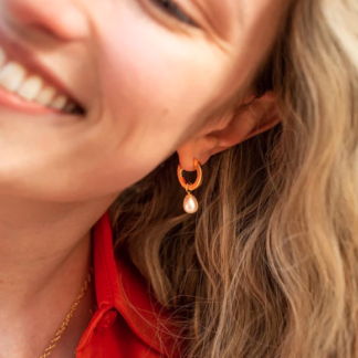 Claudia Bradby Biography Gold Pearl Hoop Earrings