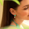 Claudia Bradby Turquoise Stone and Pearl Drop Gold Earrings - Image 3