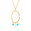 Claudia Bradby Turquoise and Pearl Gold Oval Necklace - Image 2
