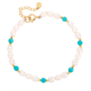 Claudia Bradby Turquoise and Pearl Gold Bracelet - Image 3