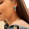 Claudia Bradby Turquoise Stone and Pearl Drop Silver Earrings - Image 2