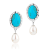 Claudia Bradby Turquoise Stone and Pearl Drop Silver Earrings - Image 3