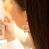 Claudia Bradby Turquoise Stone and Pearl Bubble Hoop Silver Earrings - Image 3