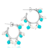 Claudia Bradby Turquoise Stone and Pearl Bubble Hoop Silver Earrings - Image 2