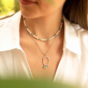 Claudia Bradby Turquoise and Pearl Silver Oval Necklace - Image 2