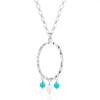 Claudia Bradby Turquoise and Pearl Silver Oval Necklace - Image 3