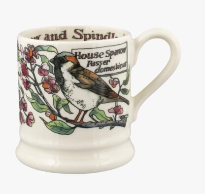 Emma Bridgewater Birds in The Hedgerow Spindle and House Sparrow 1/2 Pint Mug