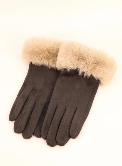Powder Bettina Faux Suede Gloves - Slate/Pebble - Image 5
