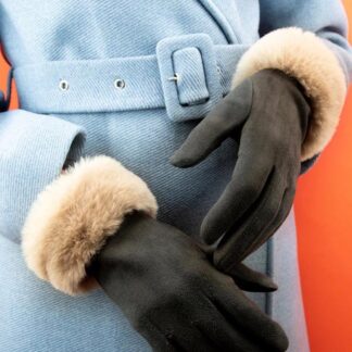 Powder Bettina Faux Suede Gloves - Slate/Pebble