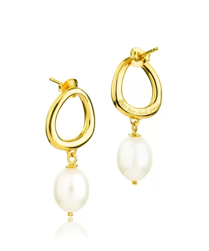 Claudia Bradby This Too Shall Pass Pendant Gold Pearl Drop Earrings - Image 3
