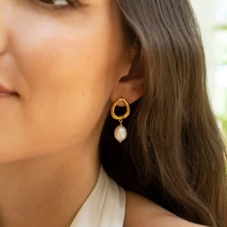 Claudia Bradby This Too Shall Pass Pendant Gold Pearl Drop Earrings