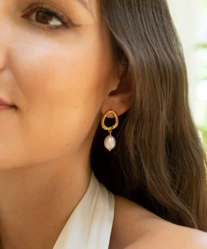 Claudia Bradby This Too Shall Pass Pendant Gold Pearl Drop Earrings