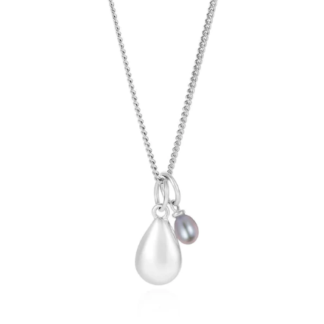Claudia Bradby Mother and Child Grey Pearl Pendant Silver Necklace