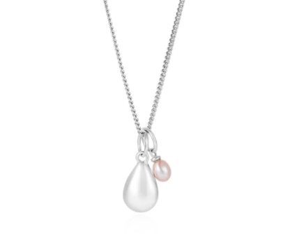 Claudia Bradby Mother and Child Pink Pearl Pendant Silver Necklace