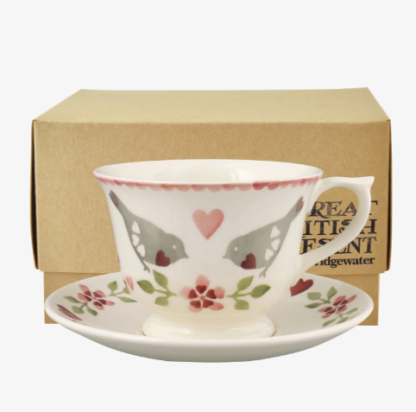 Emma Bridgewater Lovebirds Large Teacup and Saucer Boxed