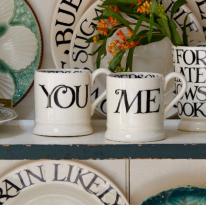 Emma Bridgewater Black Toast You and Me Set Of 2 1/2 Pint Mugs Boxed - Image 2
