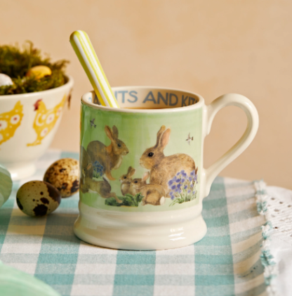 Emma Bridgewater Bright New Morning Rabbits and Kits 1/2 Pint Mug - Image 2
