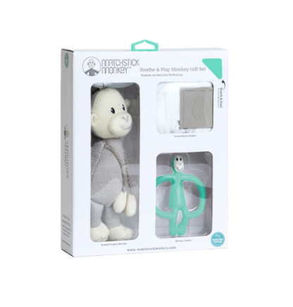 Matchstick Monkey Soothe & Play Monkey GREEN Gift Set - Image 2