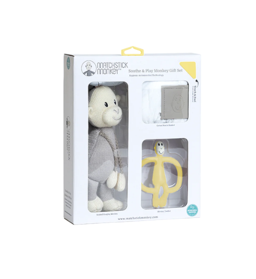 Matchstick Monkey Soothe & Play Monkey YELLOW Gift Set - Gifted Boston Spa